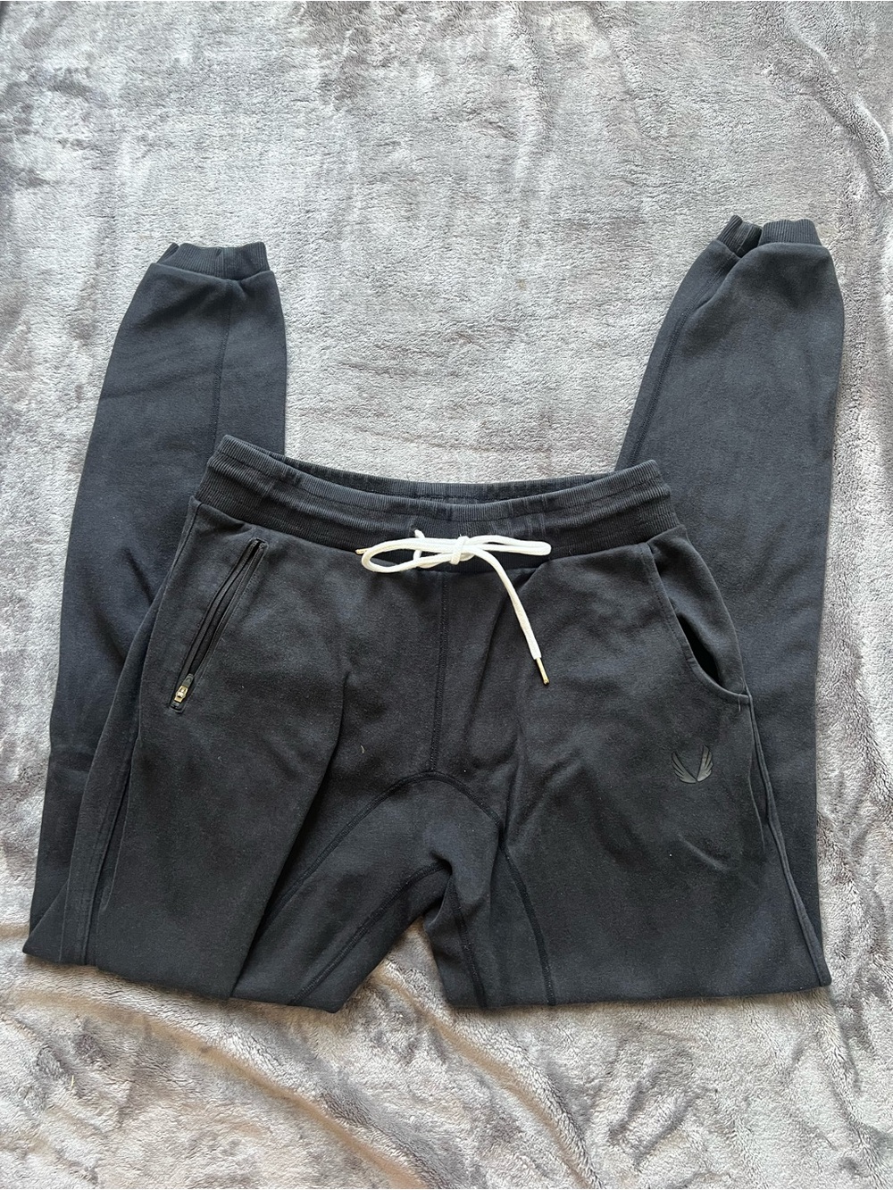 Men's Black Drawstring Jogger Sweatpants with Zipper Pocket